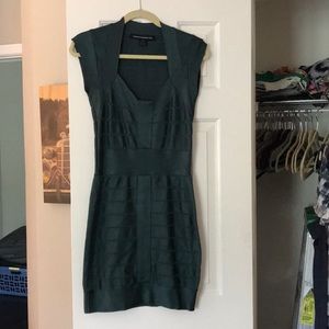 French connection dark green bandage dress